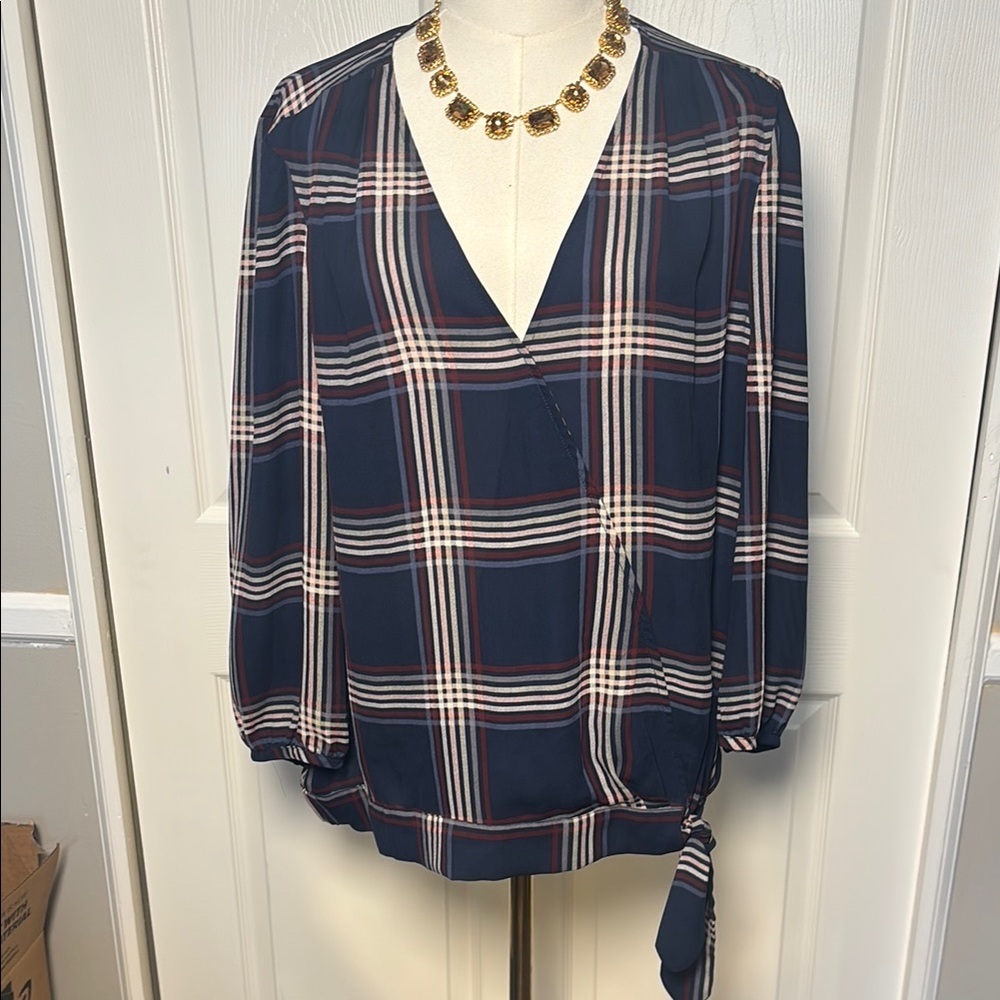 The Loft Navy Plaid Women's Top